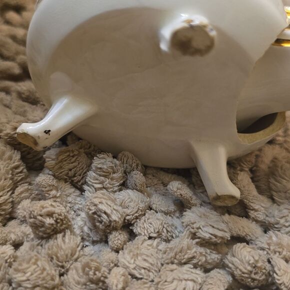 Vintage Ceramic Set of 5 Julius Caesar Personal Ashtrays in Footed Holder Cream - Picture 8 of 9